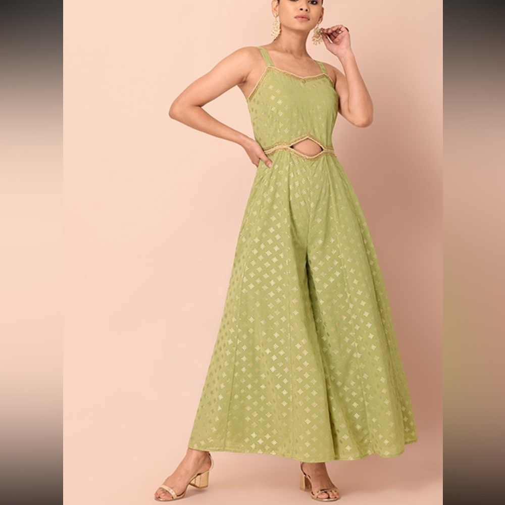 Indian-Western Light green cutout jumpsuit